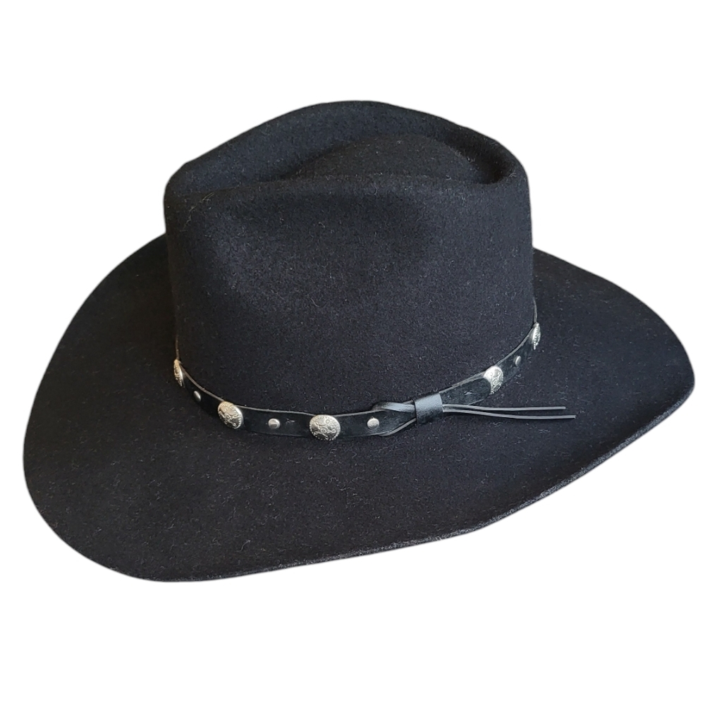 Wrangler Black Wool Western Hat with Studded Band